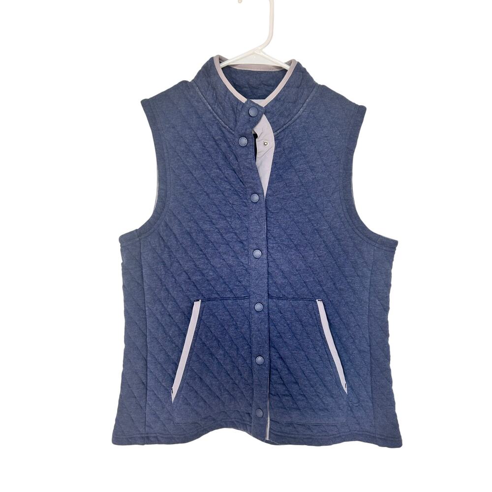 Orvis‎ Women's 100% Cotton Outdoor Quilted Vest Sleeveless Hiking Blue Large